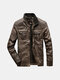 Mens Casual Stand Collar PU Coats Leather Biker Motorcycle Jackets  - Brown