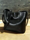 Women Vintage Weekender Bag Soft Leather Campus Bag Oversized Shoulder Bag Handbag Tote - Black