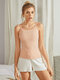 Women Solid Color Seamless Ice Silk Cami Backless Strappy Bandeau Bra - Nude