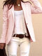 Solid Color Casual Long Sleeve Blazer Suit Jacket For Women - Pink