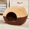 2 in 1 Cat Dog Cave Bed Washable Pet Bed Soft Pet House Tent - Coffee