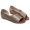 Women Casual Peep Toe Side Open Chaussures Flat Sandals - Brown