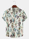 Mens Floral Paisley Print Holiday Short Sleeve Shirts With Pocket - Beige