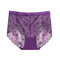 Sexy See Through Lace Seamless Cotton Crotch Mid Waisted Panties - Purple