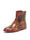 Ethnic Pattern Exotic Style Soft Non-slip Short-calf Rain Boots For Women - Red