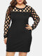 Solid Hollow Out Plus Size Buttocks A-line Dress - Black