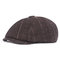 Octagonal Cap Men's Beret Season Woolen Newsboy hat - Brown