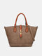 Women Faux Leather Fashion Large Capacity Color Matching Handbag - Dark Gray