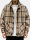 Mens Vintage Plaid Wool Blends Long Sleeve Loose Casual Coats Jackets - Khaki