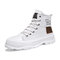 Men Brief Canvas Hard Wearing Letter Pattern Lace Up High Top Sneakers - White