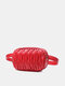 Women Faux Leather Pleated fashion Mini Waist Bag Leisure Fashion Single Shoulder Diagonal Chain Women's Bag - Red