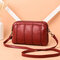 Women Vintage Soft PU Leather Crossbody Bag Solid Double Layer Shoulder Bag - Wine Red 1
