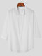 Mens Stand Collar Three-quarter Sleeve Shirt - White