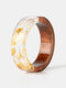 1 anello da uomo con fiori secchi in resina di legno casual vintage - Marrone chiaro