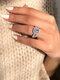 Vintage Square Zircon Inlaid Women Ring Party Jewelry - Silver