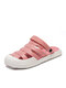 Women Summer Closed Toe Breathable Cut Out Water Shoes Comfortable Slip On Beach Sandals - Pink