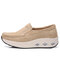 Women Casual Suede Round Toe Solid Color Platform Running Shoes - Brown