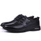 Men PU Leather Pure Color Business Casual Shoes - Black
