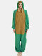 Women Funny Tortoise Fleece Patchwork Warm Sleepwear Cute Hooded Jumpsuits - Green