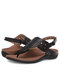 Sandalias planas con punta abierta y punta redonda huecas de verano para mujer Sandalias - Negro