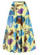 Plants Print Elasitc Waist Pleated Plus Size Skirt for Women - Yellow