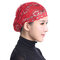 Women Muslim Head Coverings Shiny Lace Headscarf Hat Islamic Cap - Red