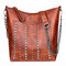 Ladies Textured Soft Leather Handbags Chain Shoulder Bag Rivet Tote Bag - #08