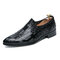 Men Microfiber Leather Pointed Toe Casual Formal Dress Shoes - Black 1