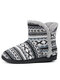 Large Size Winter Women Comfy Indoor Warm Cotton Grey Printed Knitted Home Boots - Gray