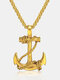 Vintage Titanium Steel Men Necklace Ship Anchor Cross Pendant Necklace Jewelry Gift - Gold