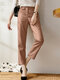 Solid Pocket Crop Tailored Pants For Women - Khaki