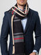 Men Cashmere Casual Universal Business Colorful Stripe Pattern Keep Warm Contrast Color Scarf - Black