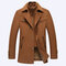Winter Business Casual Double Collar Thicken Warm Pure Color Wool Overcoat For Men - Camel
