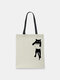 Women Cat Pattern Pringting Handbag Shoulder Bag Tote - Beige