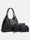 Womens Brown Tassel Rivet PU Leather Purses Satchel Handbags Shoulder Tote Bag Crossbody 3 PCS Purse Set - Black