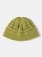 Unisex Knitted Solid Color Twist Jacquard Brimless Outdoor Warmth Beanie Hat - Green