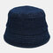 Men Denim Washed Broken Hole Narrow Brim Brief Casual Outdoor Sunscreen Bucket Hat - #06