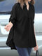 Solid Long Sleeve Lapel Loose Blouse For Women - Black