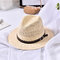 ユニセックス夏折りたたみ日焼け止めジャズハットカジュアル通気性ビーチサンストロー漁師帽子 - ベージュ