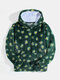 Mens Plush Allover Daisy Pattern Cotton Casual Hoodies With Pouch Pocket - Green