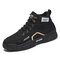 Men Non-Slip Patchwork Wearable Stylish PU Casual Outdoor Ankle Boots - Black