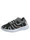 Large Size Womens Walking Shoes Casual Breathable Knitted Striped Sneakers - Black