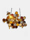 1 PC Acrylic Honeycomb Bee Printing Home Garden Suncatcher Pendant Wall Hanging Multi-Purpose Decoration - Yellow