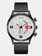 7 Colors Alloy Men Business Watch Decorated Pointer Calendar Quartz Watch - Black Band+Black Case+White Dial