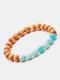1/2 Pcs Vintage Classic Wooden Bead Frosted Natural Stone Combination Bracelet Personality Hand Braided Bracelet - #06