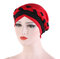 Chiffon Cow Louver Beanie Fold Hat Soft Adjustable Headdress Headscarf - Wine Red