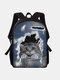 Women Large Capacity Cat Pattern Printing 14 Inch Laptop Bag Backpack - #01