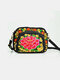 Women Embroidered Purse Cellphone Wallet Crossbody Bag Mini Shoulder Bag - Red