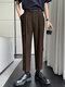Mens Solid Pocket Casual Tapered Pants - Brown
