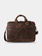 Vintage Rubbed Leather Multifunction Large Capacity Business Laptop Bags Briefcases Shoulder Bag Handbag - Coffee